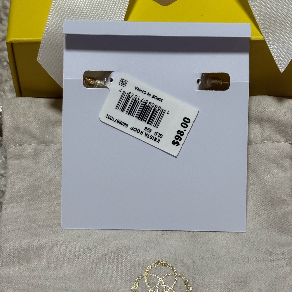 NWT Kendra Scott Krista Gold Hoop Earrings in Red Mix - Picture 7 of 8